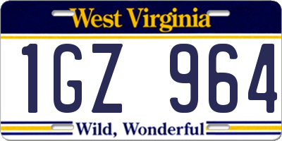 WV license plate 1GZ964