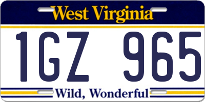 WV license plate 1GZ965