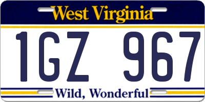 WV license plate 1GZ967