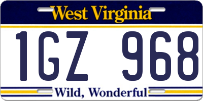 WV license plate 1GZ968