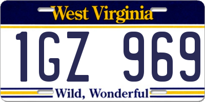 WV license plate 1GZ969