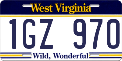 WV license plate 1GZ970