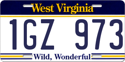 WV license plate 1GZ973