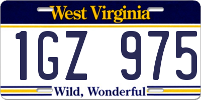 WV license plate 1GZ975
