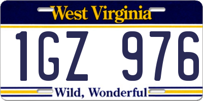 WV license plate 1GZ976