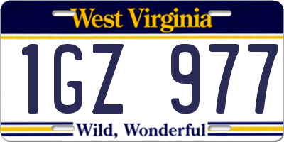 WV license plate 1GZ977