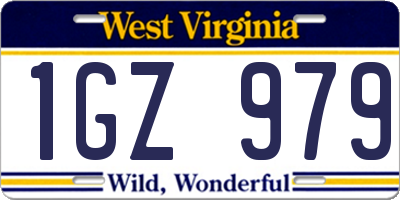 WV license plate 1GZ979