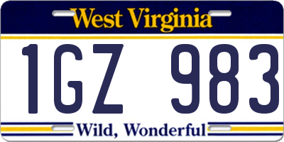 WV license plate 1GZ983