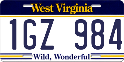 WV license plate 1GZ984