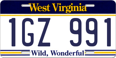WV license plate 1GZ991