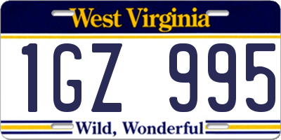 WV license plate 1GZ995