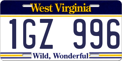 WV license plate 1GZ996