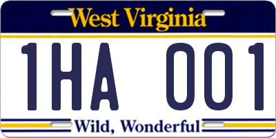 WV license plate 1HA001