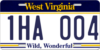 WV license plate 1HA004