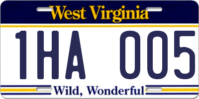WV license plate 1HA005