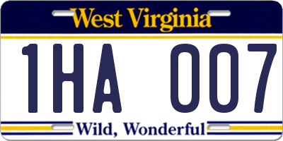 WV license plate 1HA007