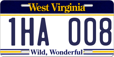 WV license plate 1HA008