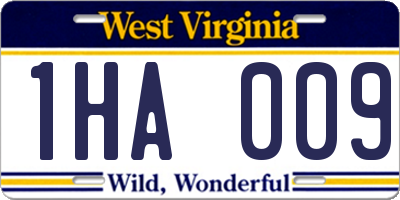 WV license plate 1HA009