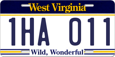 WV license plate 1HA011
