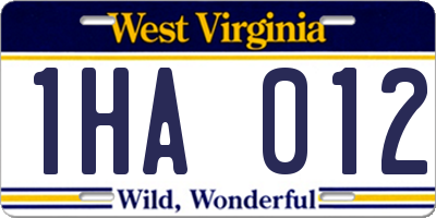 WV license plate 1HA012