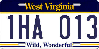 WV license plate 1HA013