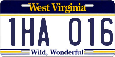 WV license plate 1HA016
