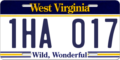 WV license plate 1HA017