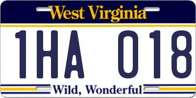 WV license plate 1HA018