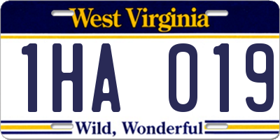 WV license plate 1HA019