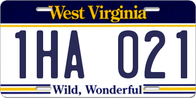 WV license plate 1HA021