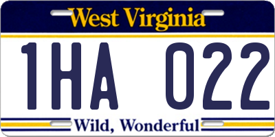 WV license plate 1HA022