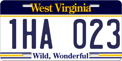 WV license plate 1HA023
