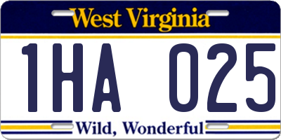 WV license plate 1HA025