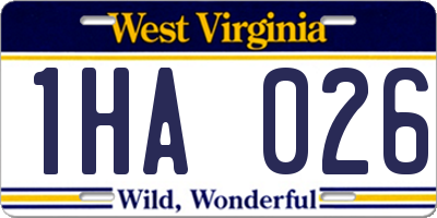 WV license plate 1HA026