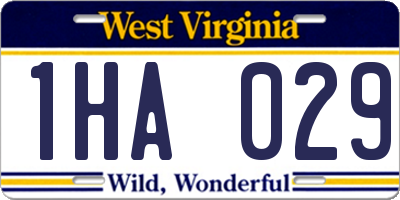 WV license plate 1HA029