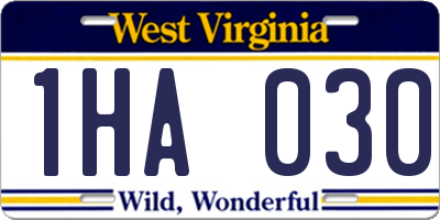 WV license plate 1HA030