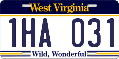 WV license plate 1HA031