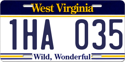 WV license plate 1HA035