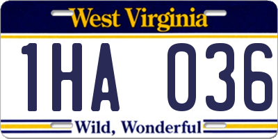 WV license plate 1HA036