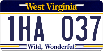 WV license plate 1HA037