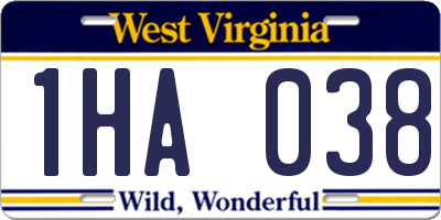 WV license plate 1HA038