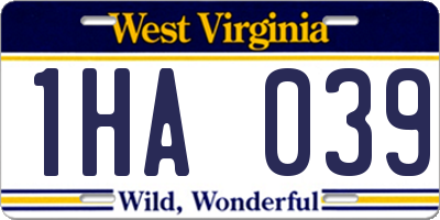WV license plate 1HA039