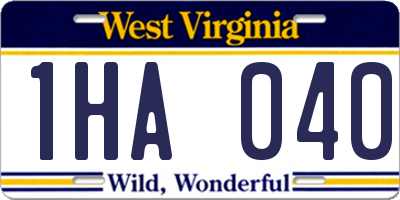 WV license plate 1HA040