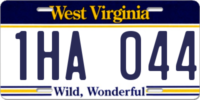 WV license plate 1HA044