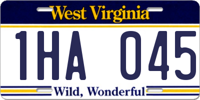 WV license plate 1HA045