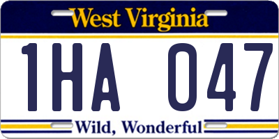 WV license plate 1HA047