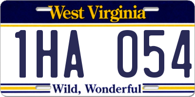 WV license plate 1HA054