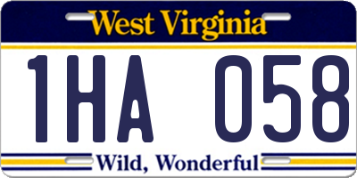 WV license plate 1HA058