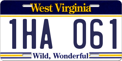 WV license plate 1HA061