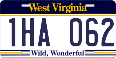 WV license plate 1HA062